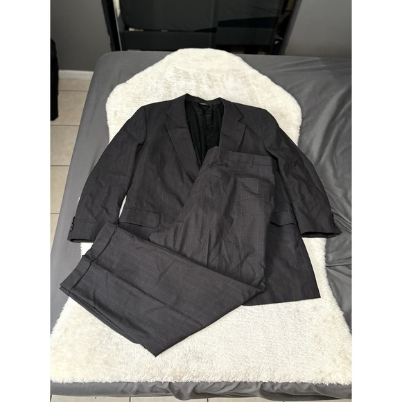 Jos A Bank Mens Gray Pinstripe 2 Piece Blazer Size‎ 50L Pants 48x31 Set